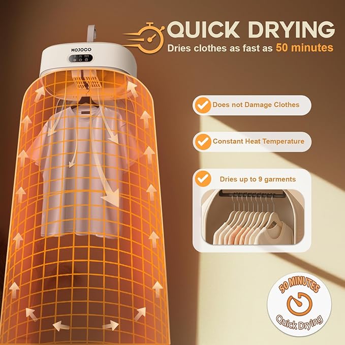 Mojoco Portable Clothes Dryer with Fast Drying Technology and UV Cleansing - Compact Dryer Machine