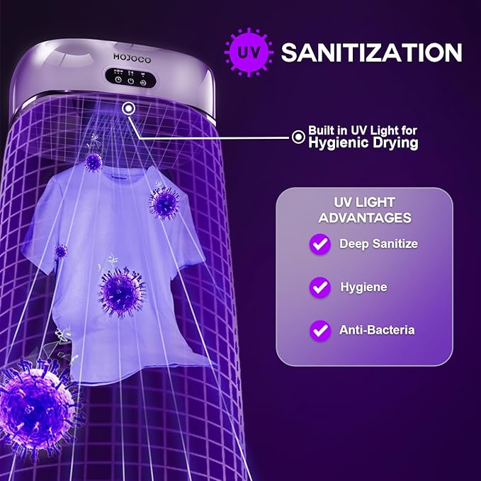 Mojoco Portable Clothes Dryer with Fast Drying Technology and UV Cleansing - Compact Dryer Machine
